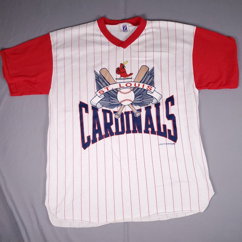 Vintage Shirt Mens Large 1989 MLB St Louis Cardinals Pinstripe Single Stitch USA